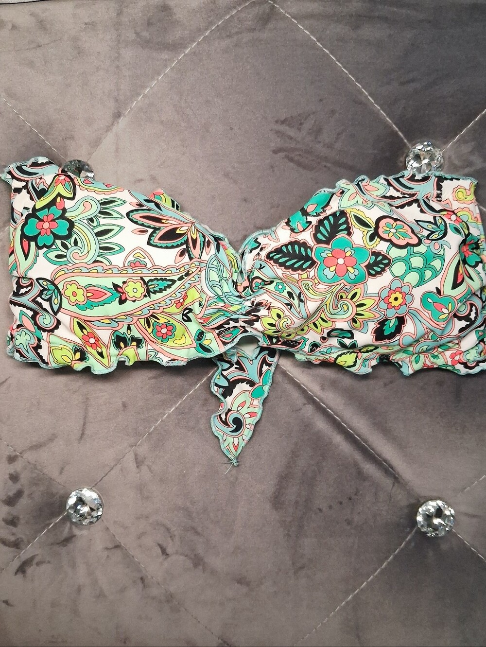 Victorias Secret Teal Turquoise Mint Green Peach Orange White Bandeau Bikini Tie